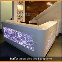 Jaali on the face of the table & as a partition copy